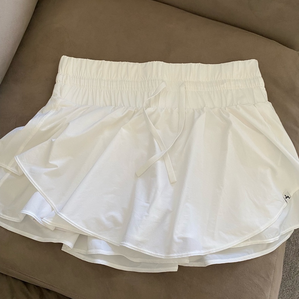 White Athletic Skirt with Drawstring